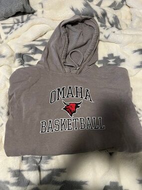 Blue 84 Omaha Basketball Hoodie in Gray with Red Logo